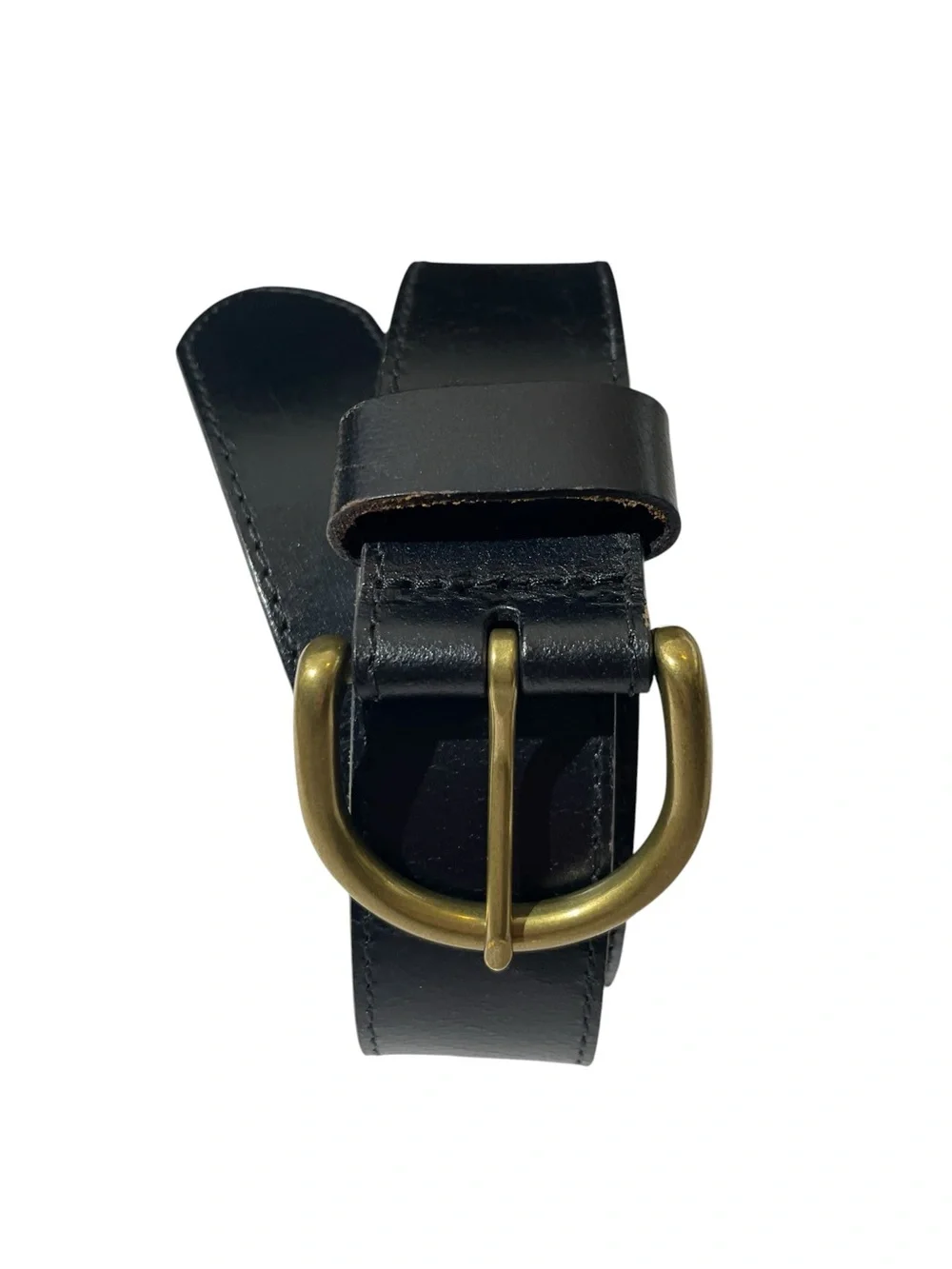 Eddie Bauer Black Pebbled Leather Jeans Belt Sz XXL Wide Brass Buckle 41